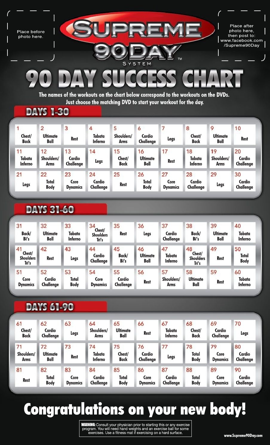 Supreme 90 Day WorkOut Schedule With Time
