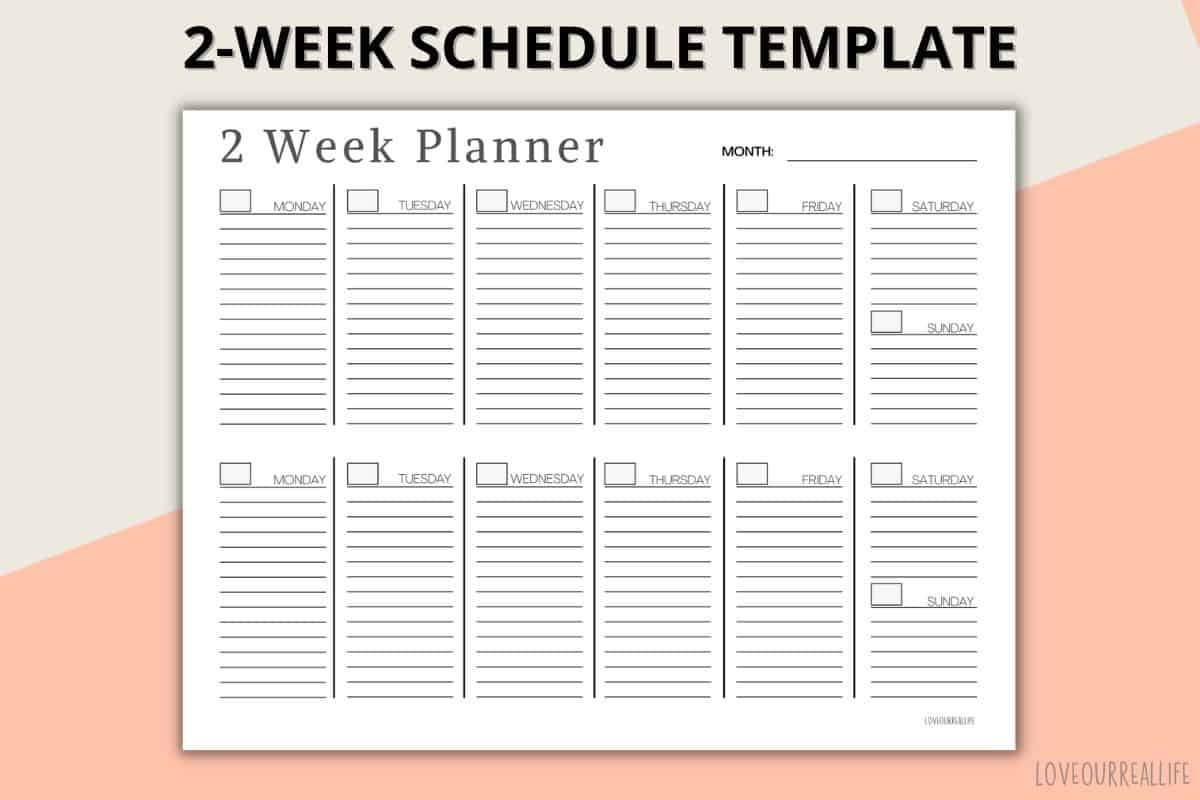 two week calendar template free printable weekly planner love our real life