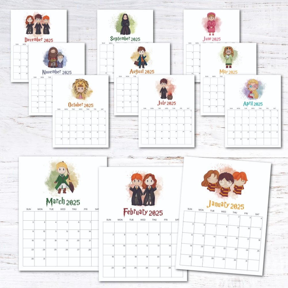 Free Printable Harry Potter Calendar 2025