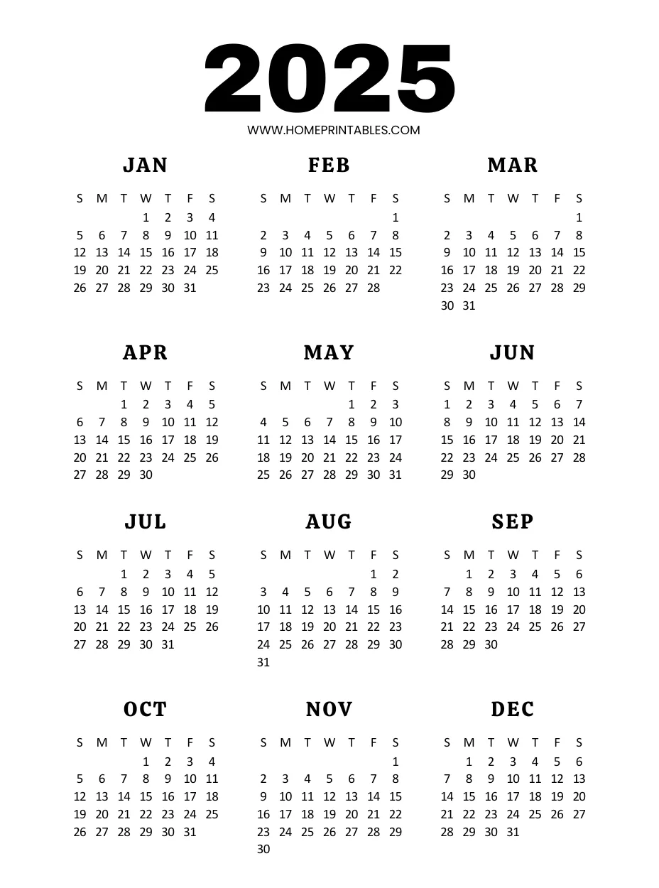 Yearly Calendar 2025 On One Page 40 Best Free Templates Yearly Calendar 2025 On One Page 40 Best Free Templates