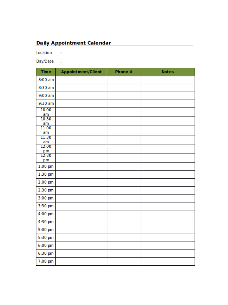 10 Appointment Schedule Examples To Download
