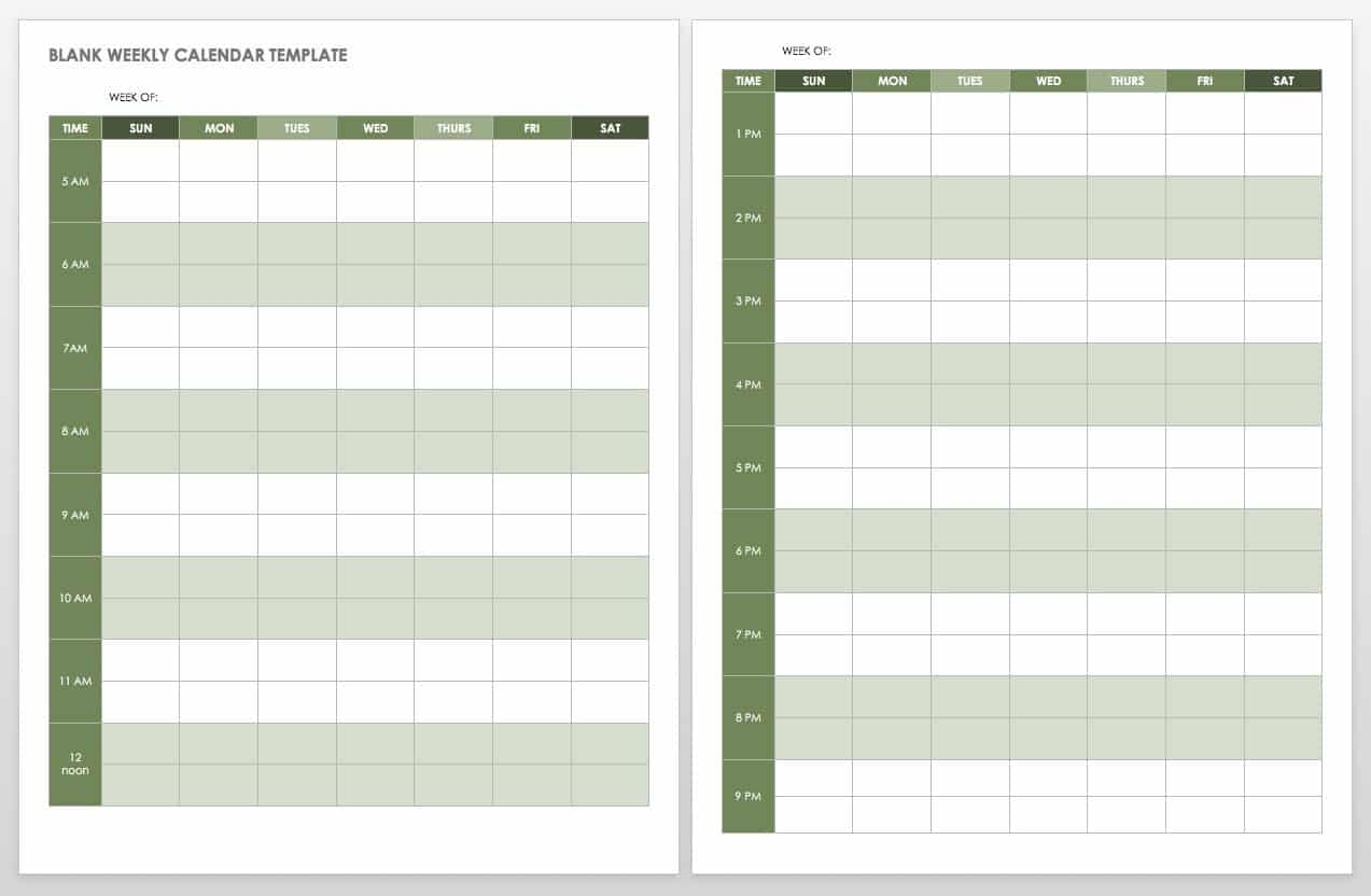 Printable Weekly Calendar Portrait