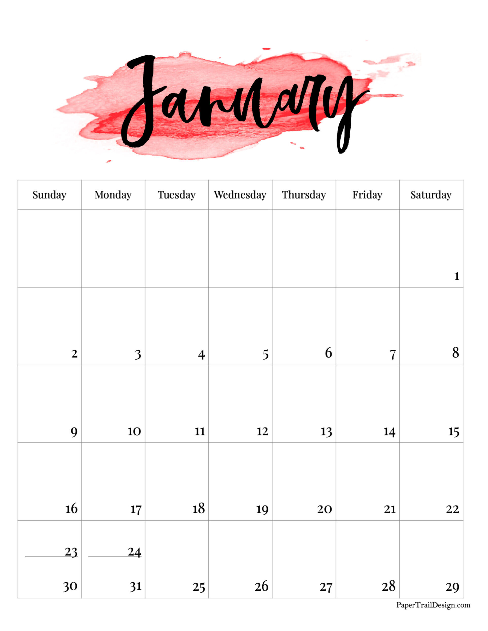 2022 Printable Calendar Watercolor Paper Trail Design 2022 Printable Calendar Watercolor Paper Trail Design