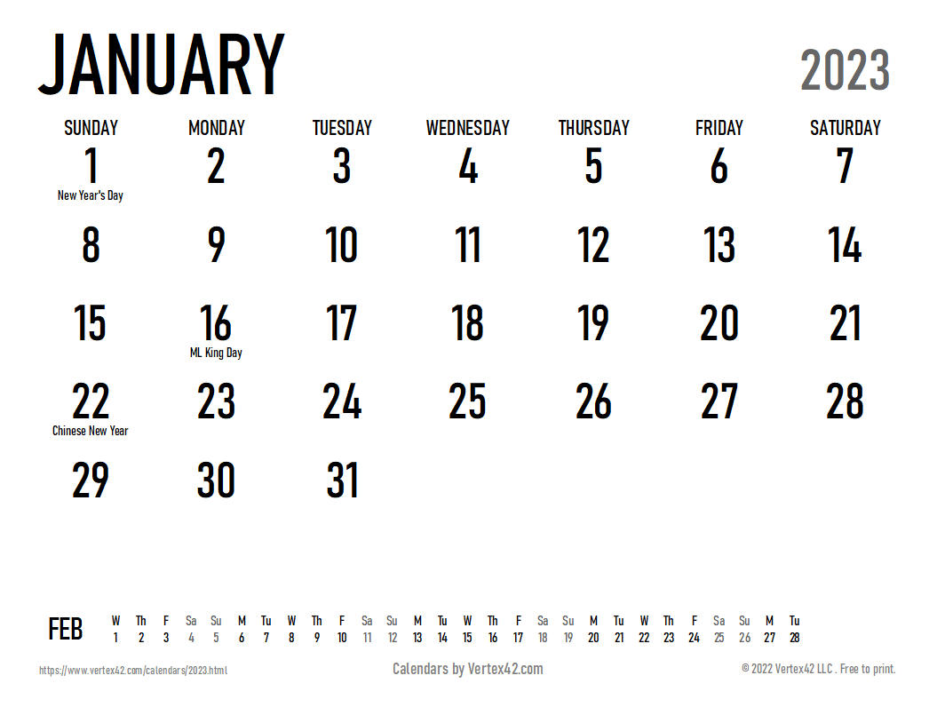 Calendar Large Printable