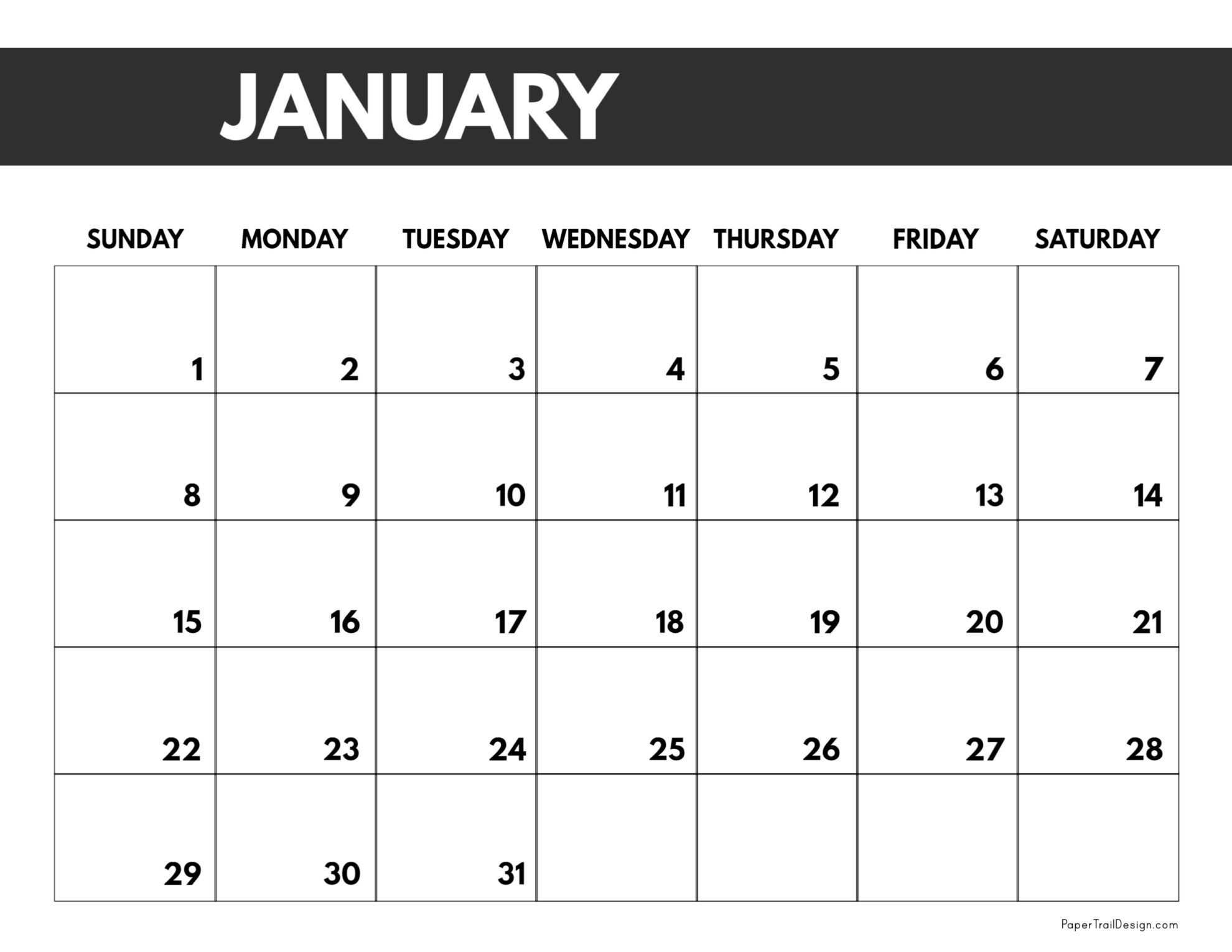 2023 Free Monthly Calendar Templates Paper Trail Design