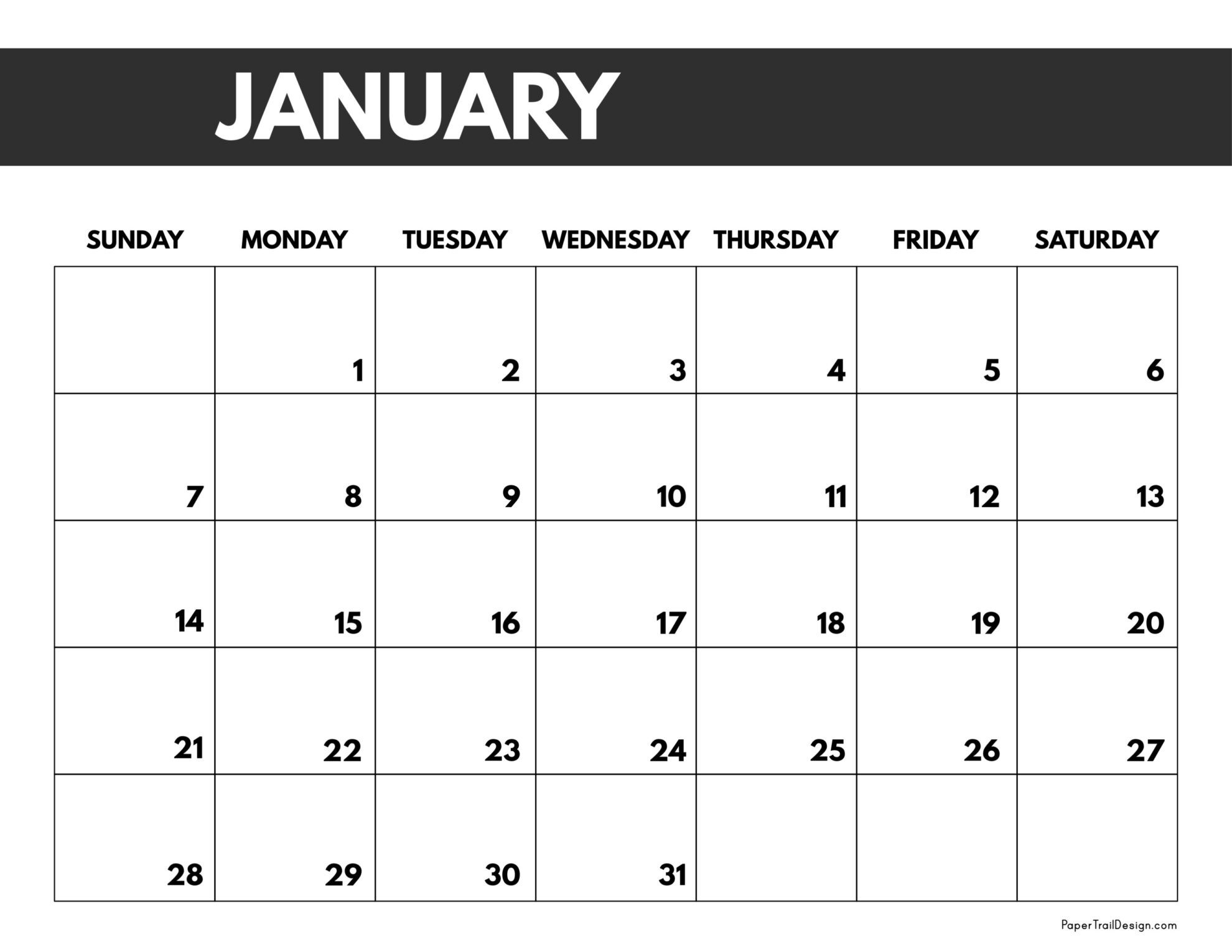 2024 Free Monthly Calendar Templates Paper Trail Design