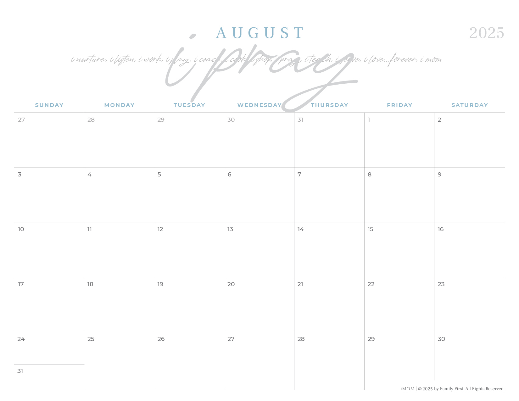 2025 2026 Mom Is A Verb Printable Signature IMOM Calendar IMOM