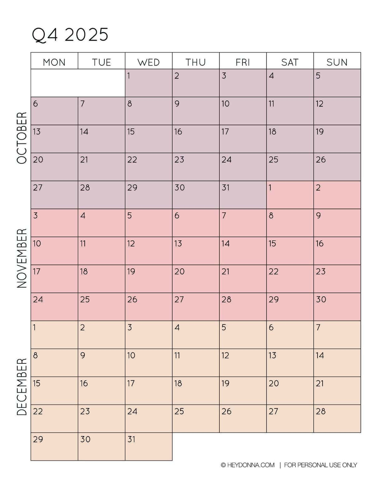 Printable 2025 Calendar Per Month