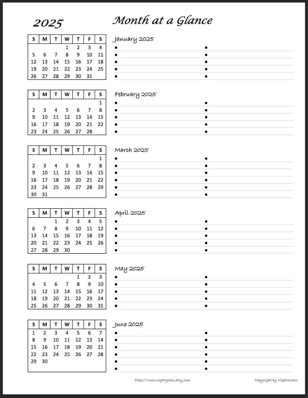 2025 6 month At A Glance Minimalist Calendar 8 5x11 Instant Digital Download PDF File Etsy 2025 6 month At A Glance Minimalist Calendar 8 5x11 Instant Digital Download PDF File Etsy