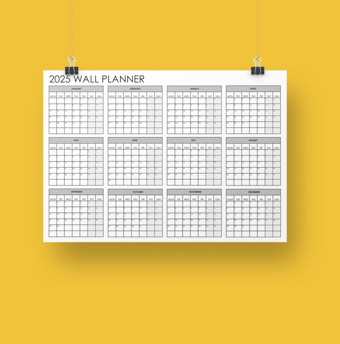 2025 Annual Wall Calendar Planner Large Poster Print EBay