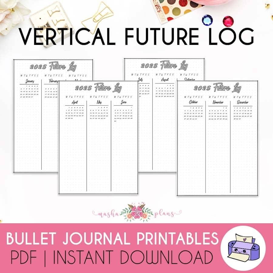 2025 Bullet Journal Future Log Bundle Masha Plans