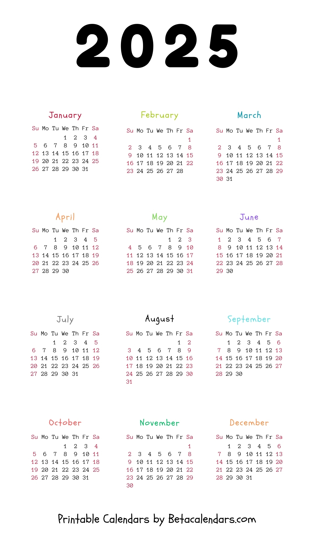 2025 Calendar Beta Calendars
