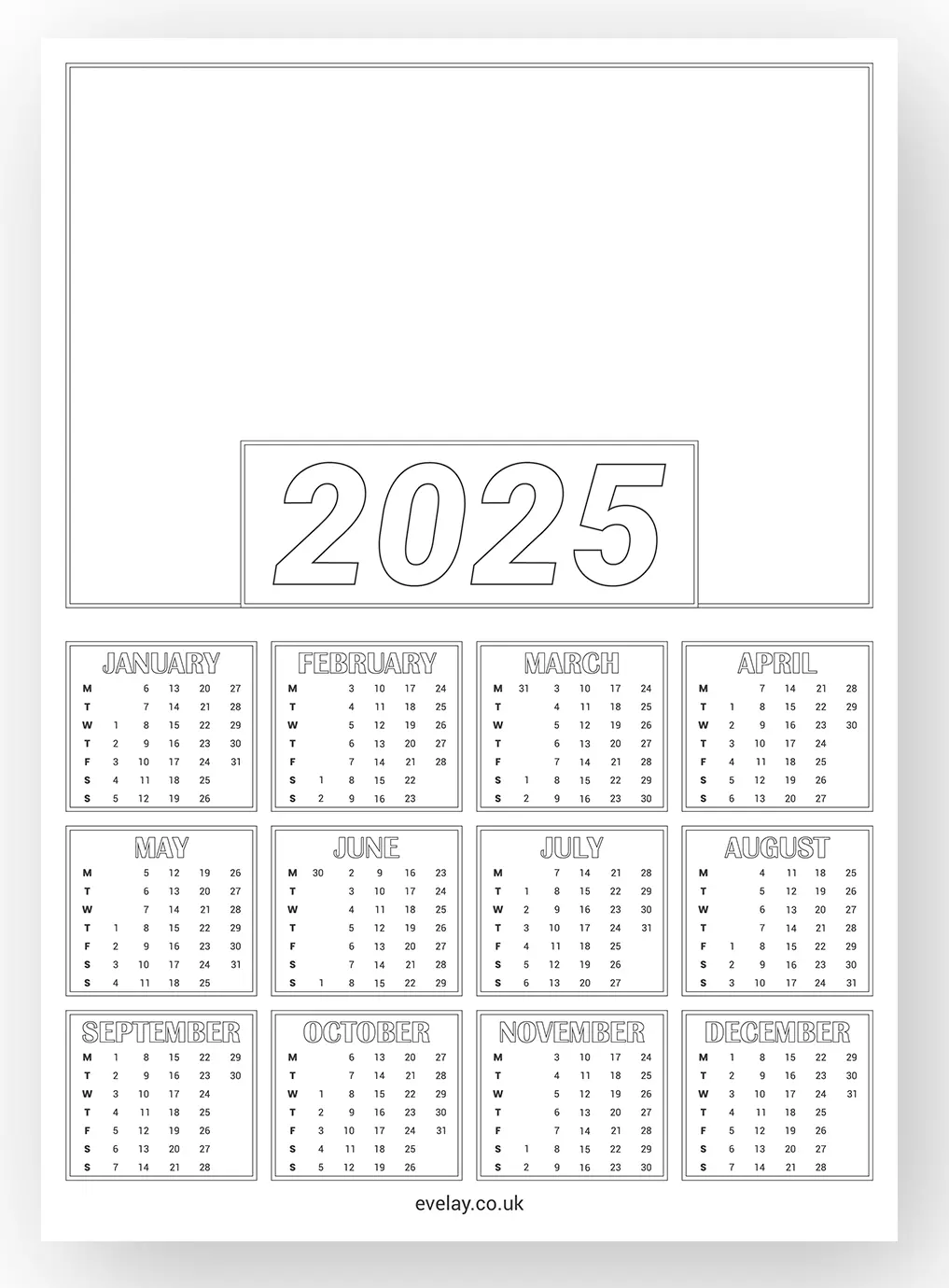 Blank Calendars Printable 2025