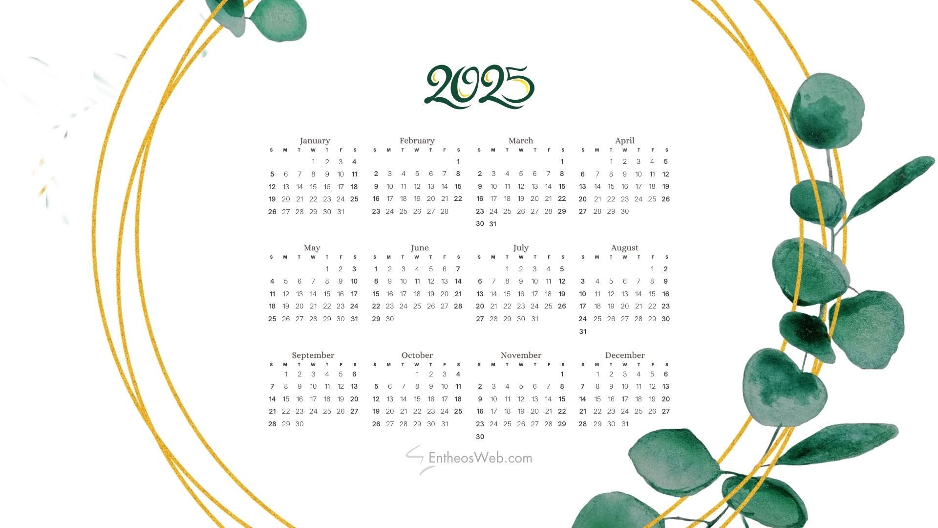 2025 Calendar Desktop Wallpaper And PDF Printables EntheosWeb
