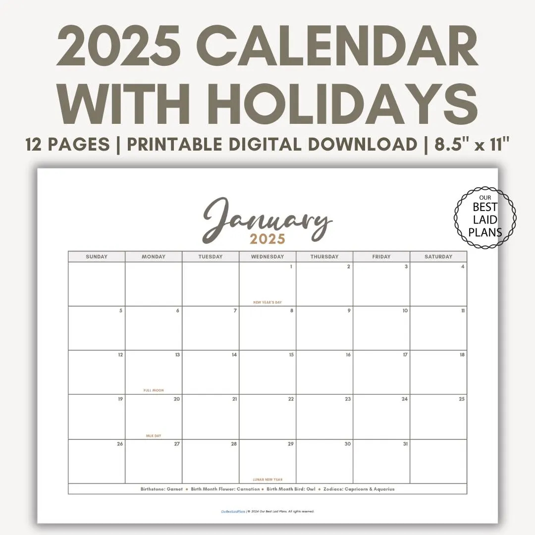 Free Printable 2025 Monthly Calendar Templates