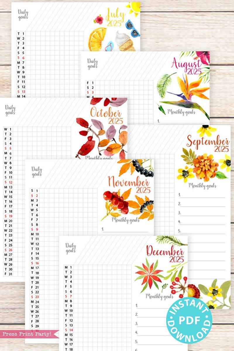 2025 Calendar Printable Sheets