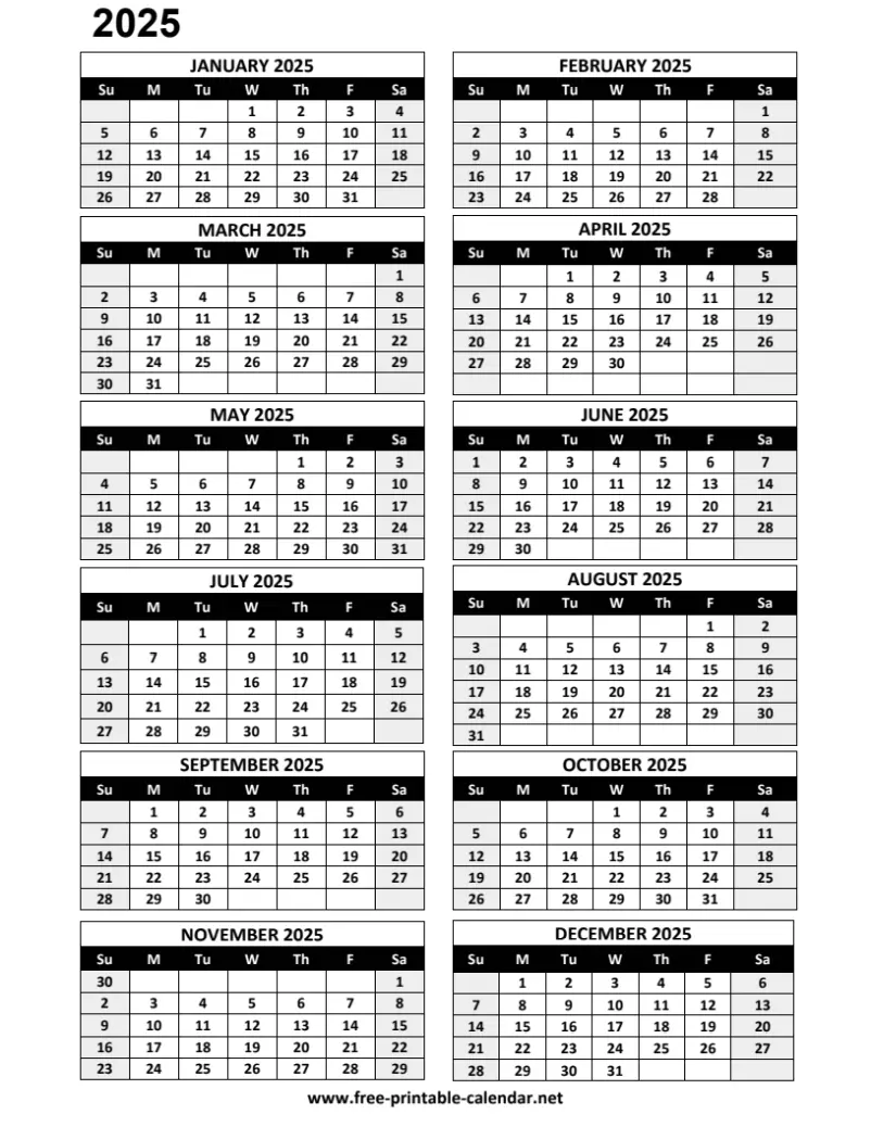 2025 Calendar Template