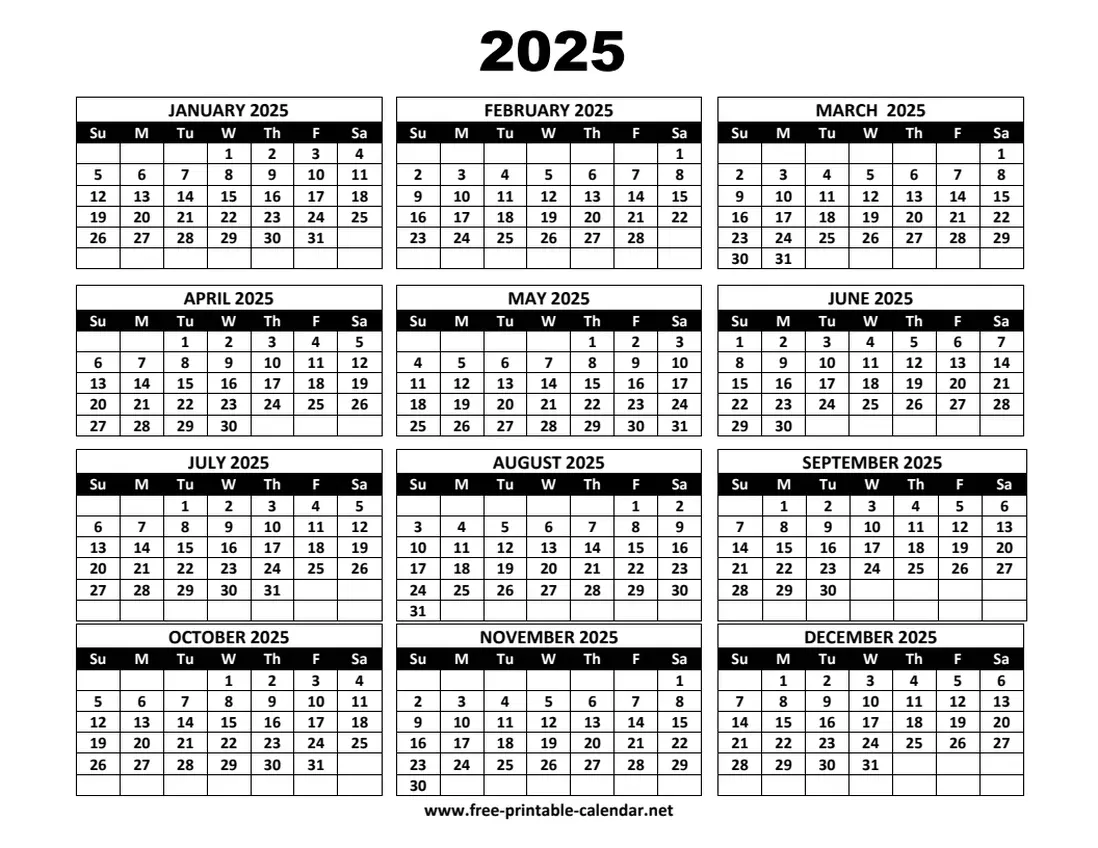 Free Printable Calendars For 2025 With Holidays