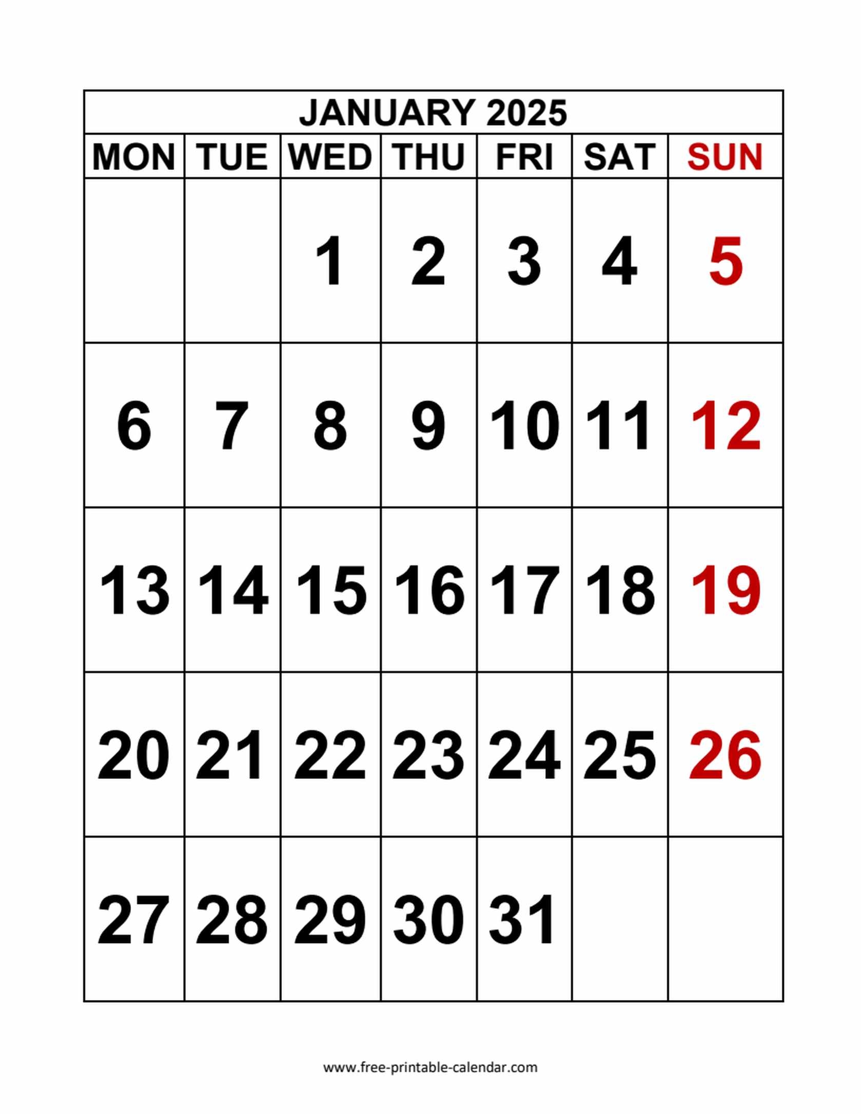 2025 Yearly Calendar Printable Word