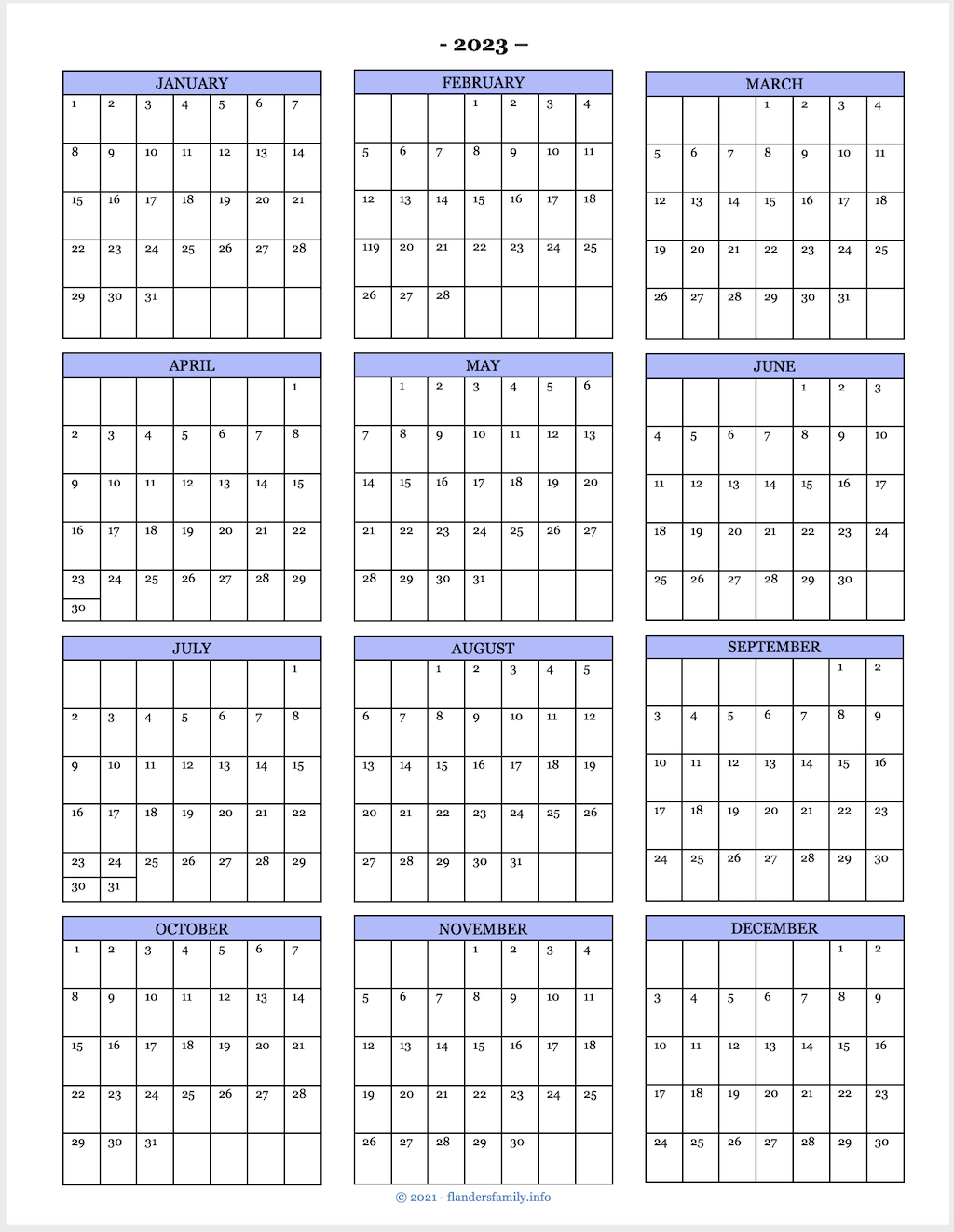 2025 Calendars