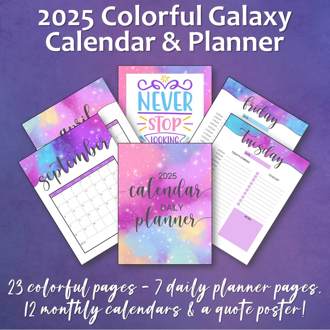 2025 Colorful Galaxy Calendar Daily Planner Journals Planners Oh My 
