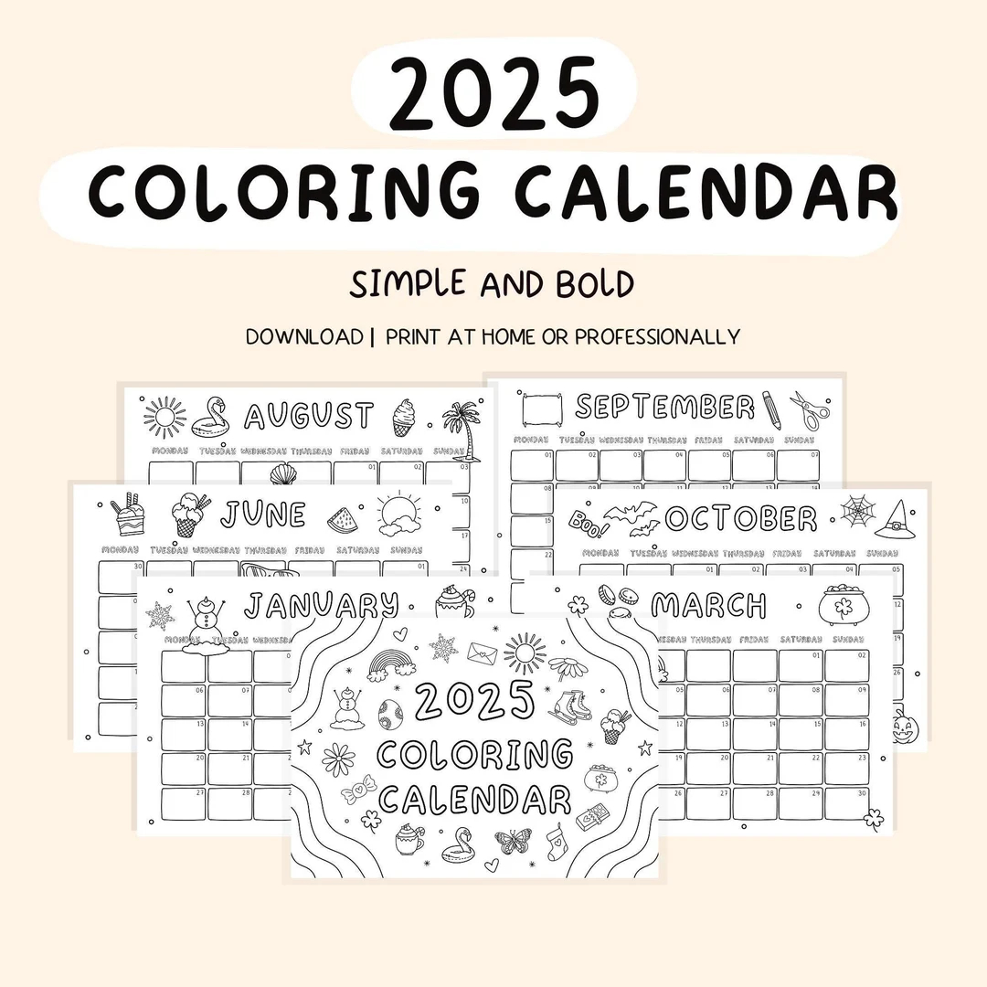 2025 Coloring Calendar Kids Calendar 2025 Monthly Planner Printable Calendar Color My Own Calendar 2025 Calendar Etsy 2025 Coloring Calendar Kids Calendar 2025 Monthly Planner Printable Calendar Color My Own Calendar 2025 Calendar Etsy