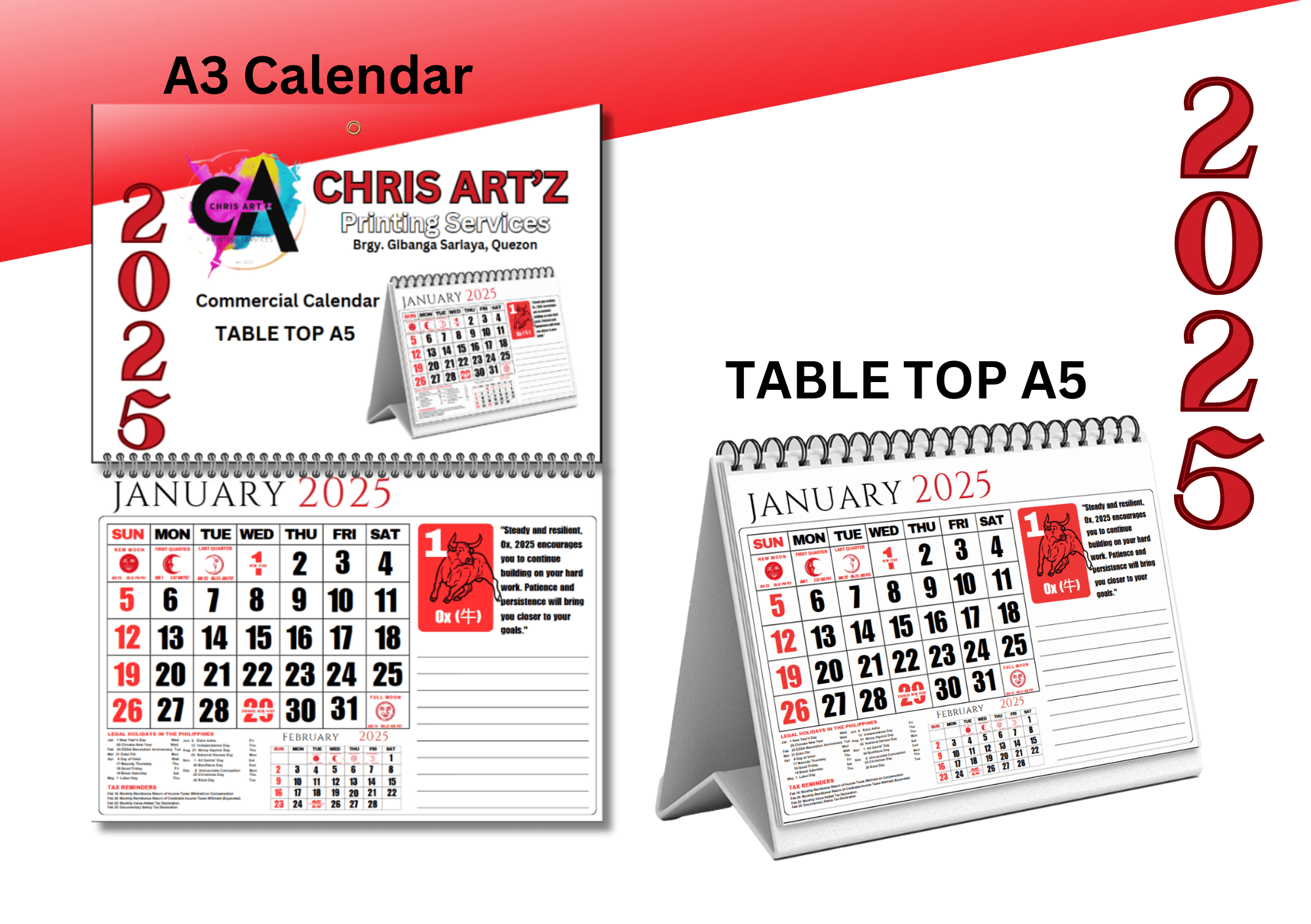 2025 COMMERCIAL CALENDAR 6 AND 12 PAGES A3 GDRIVE ACCESS By Chrisdesignph Raket PH