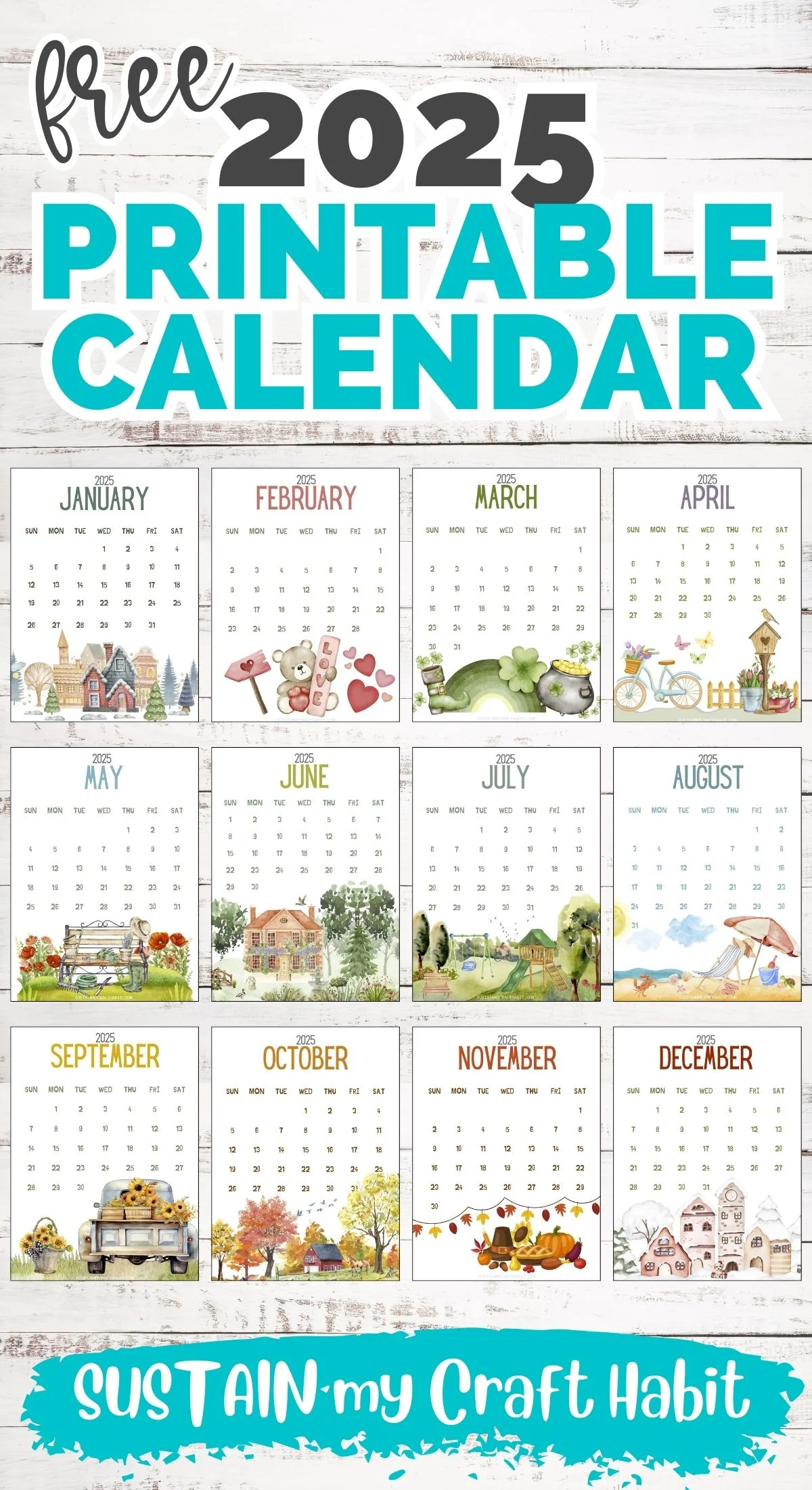 2025 FREE Printable Calendar Monthly Sustain My Craft Habit 2025 FREE Printable Calendar Monthly Sustain My Craft Habit