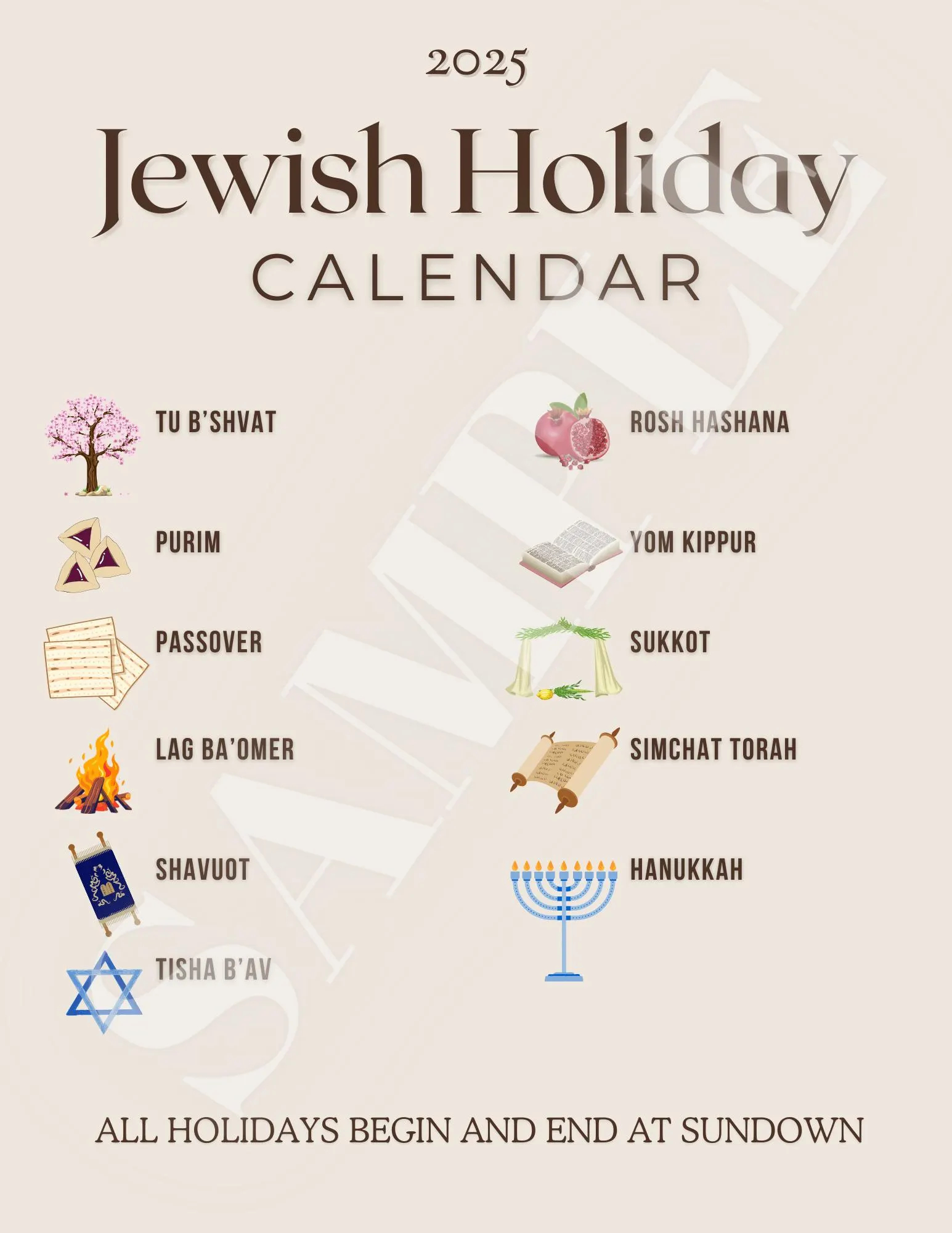 2025 Jewish Calendar Printable Free