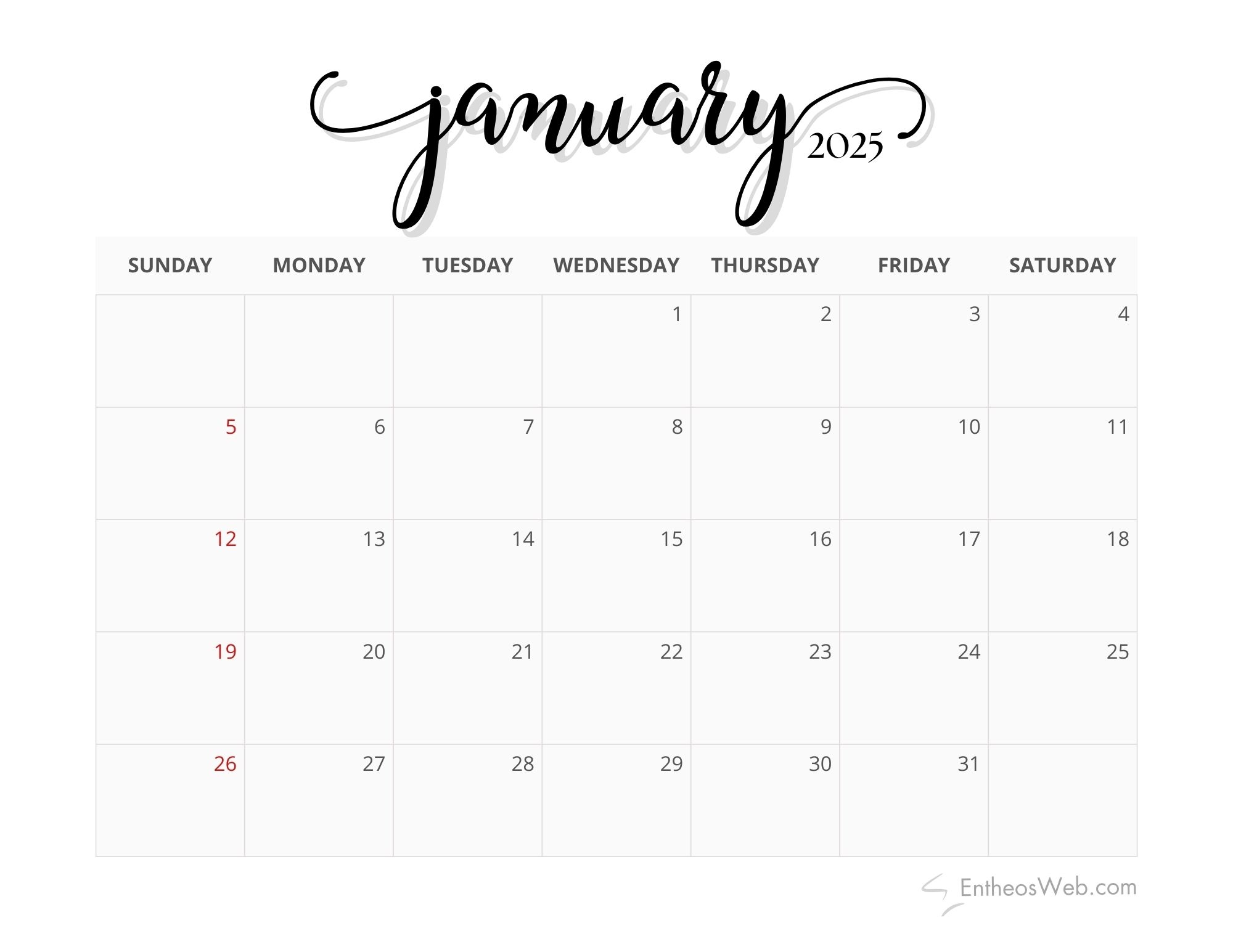 2025 monthly calendar black and white entheosweb