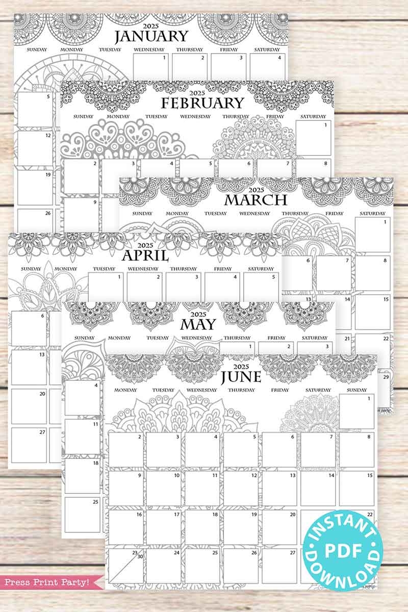 2025 Printable Month By Month Calendar