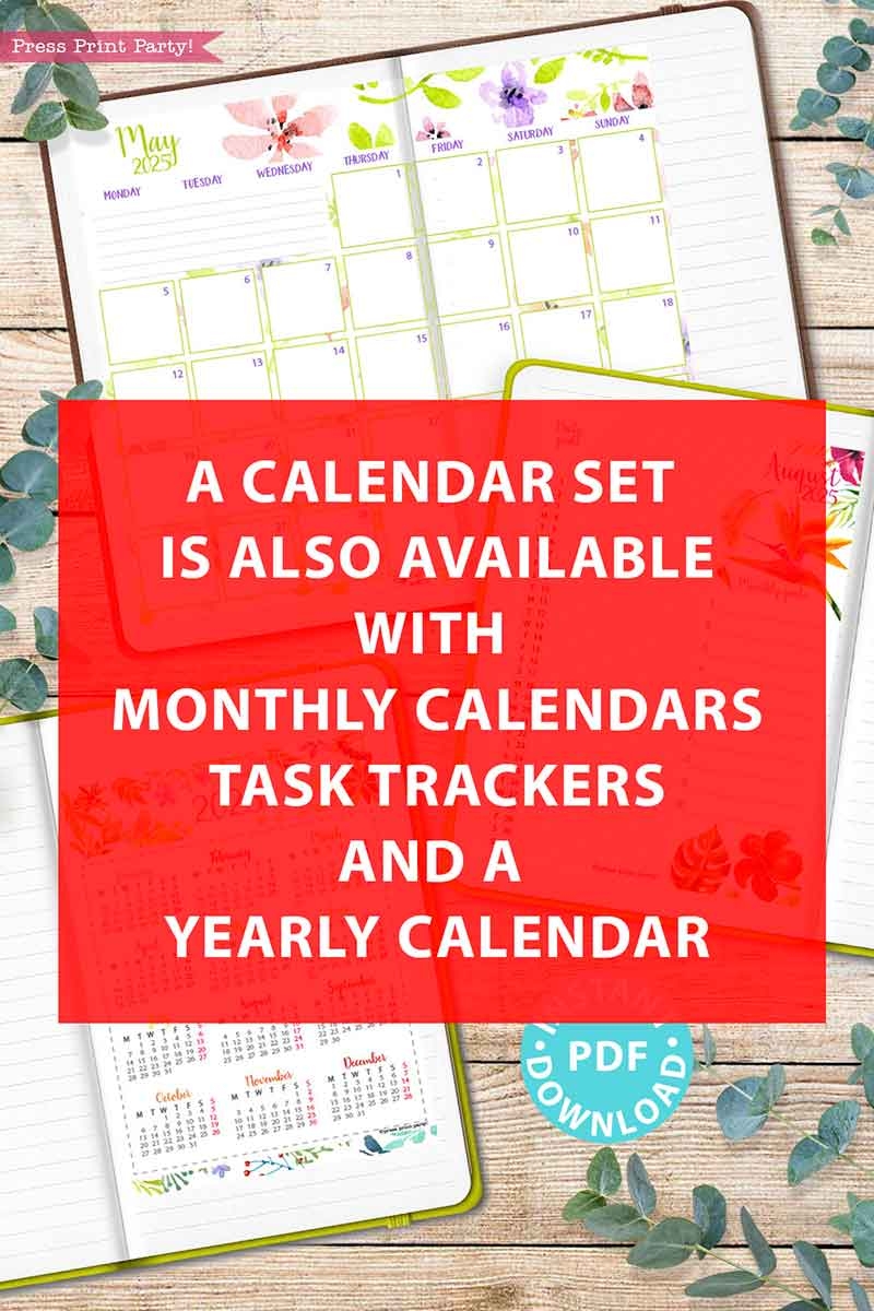 2025 Monthly Calendars For Bullet Journals Or Binders Watercolor Printable 2025 Monthly Calendars For Bullet Journals Or Binders Watercolor Printable