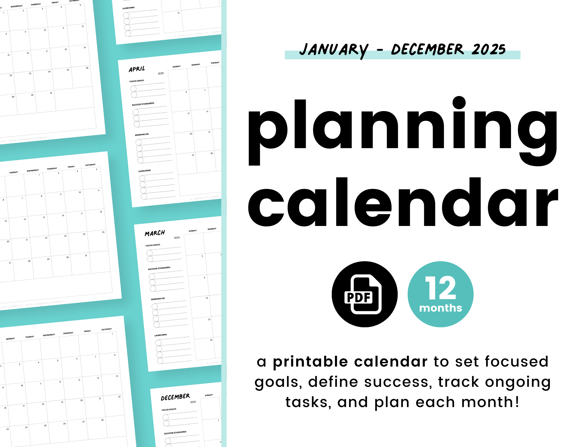 2025 Planning Calendar Laugh Eat Learn
