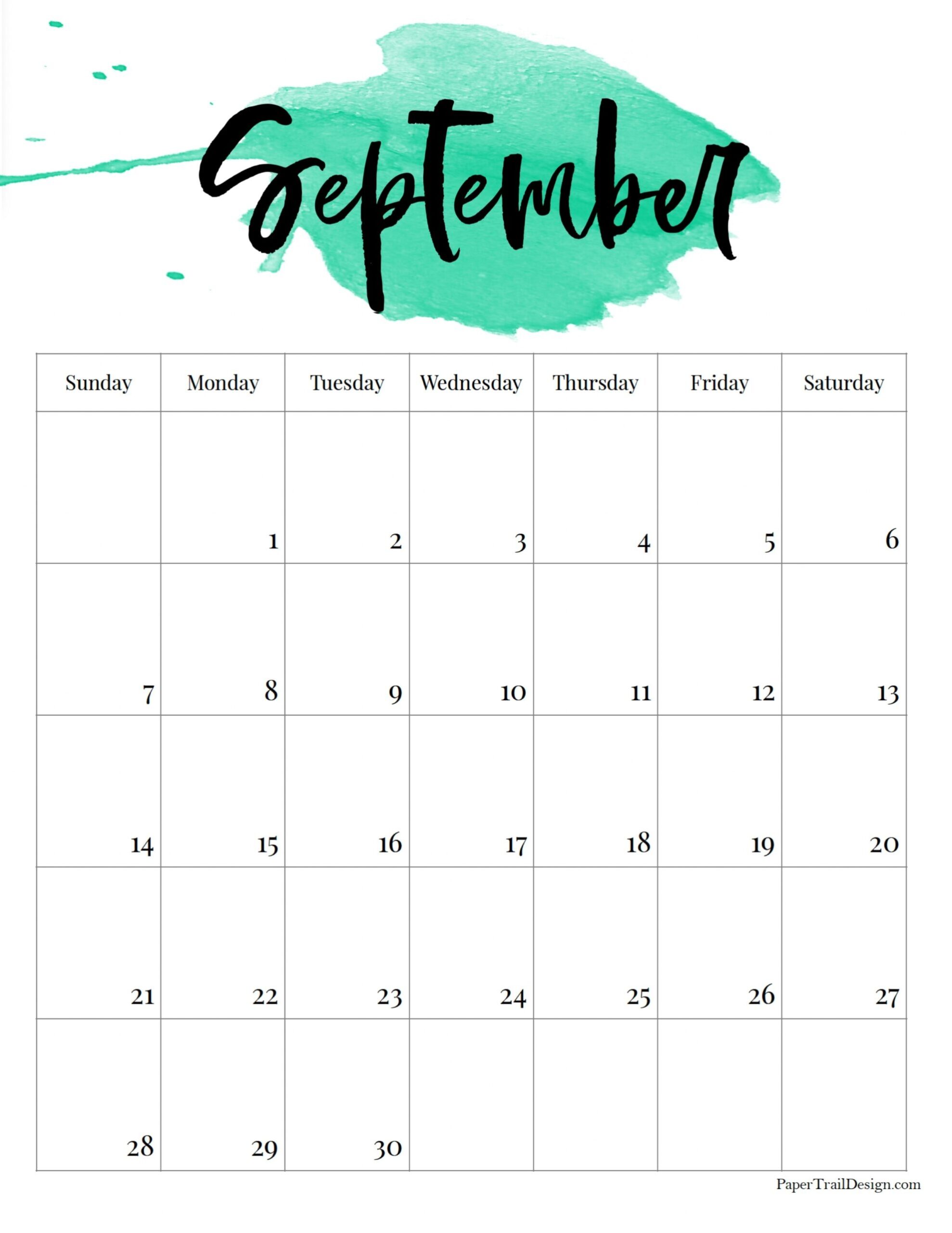 September Calendar Printable 2025