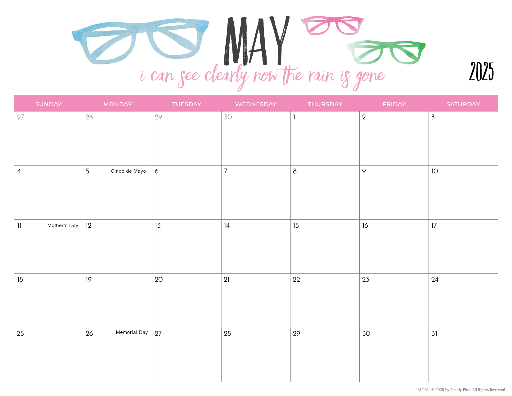 2025 printable calendars for moms imom