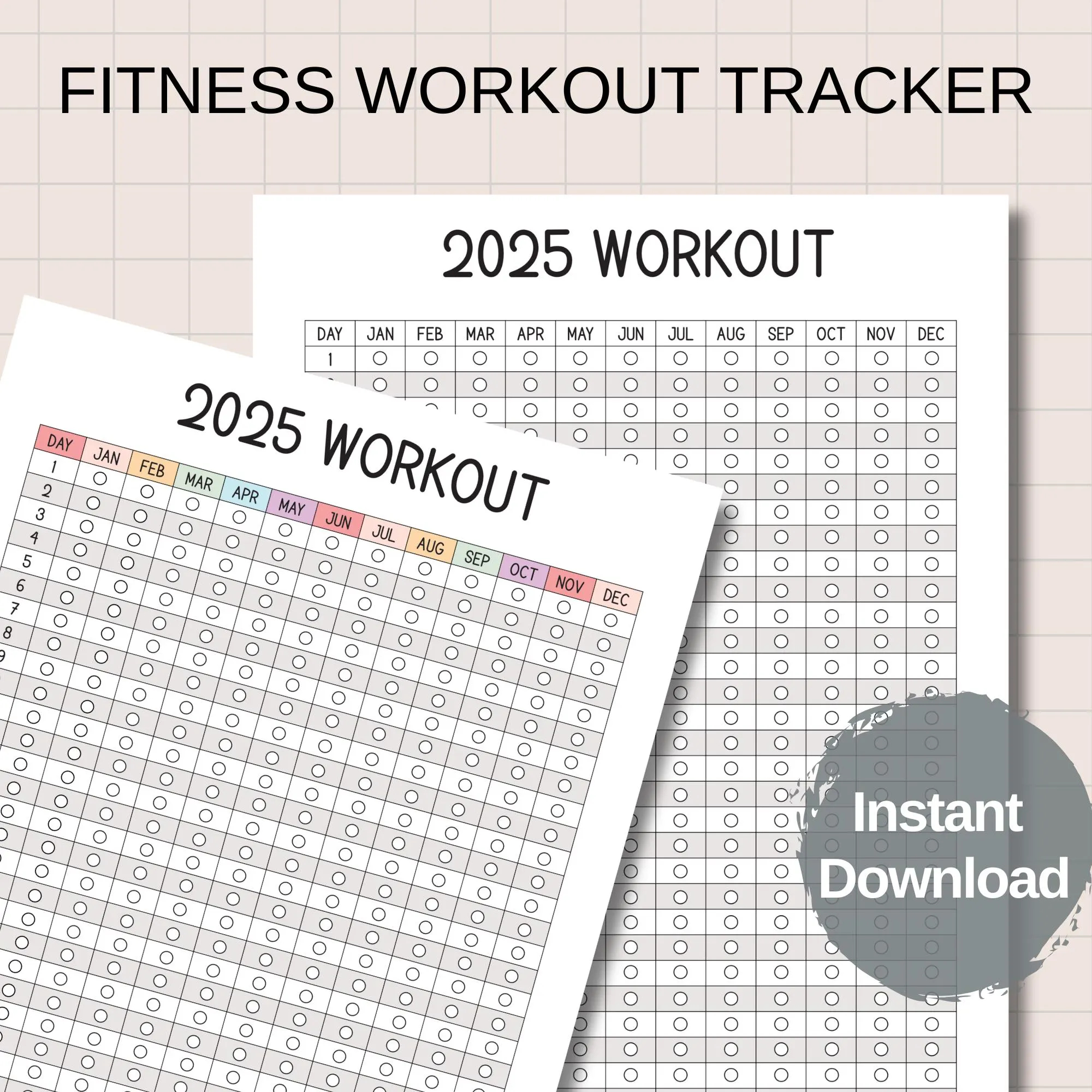 2025 Printable Fitness Workout Tracker Exercise Tracker Coloring Workout Calendar Workout Planner Instant Download Etsy