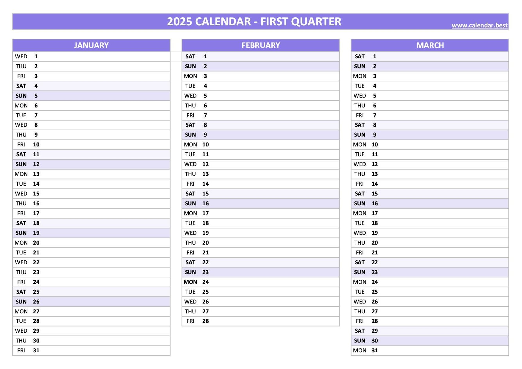 2025 Printable Calendar Schedule