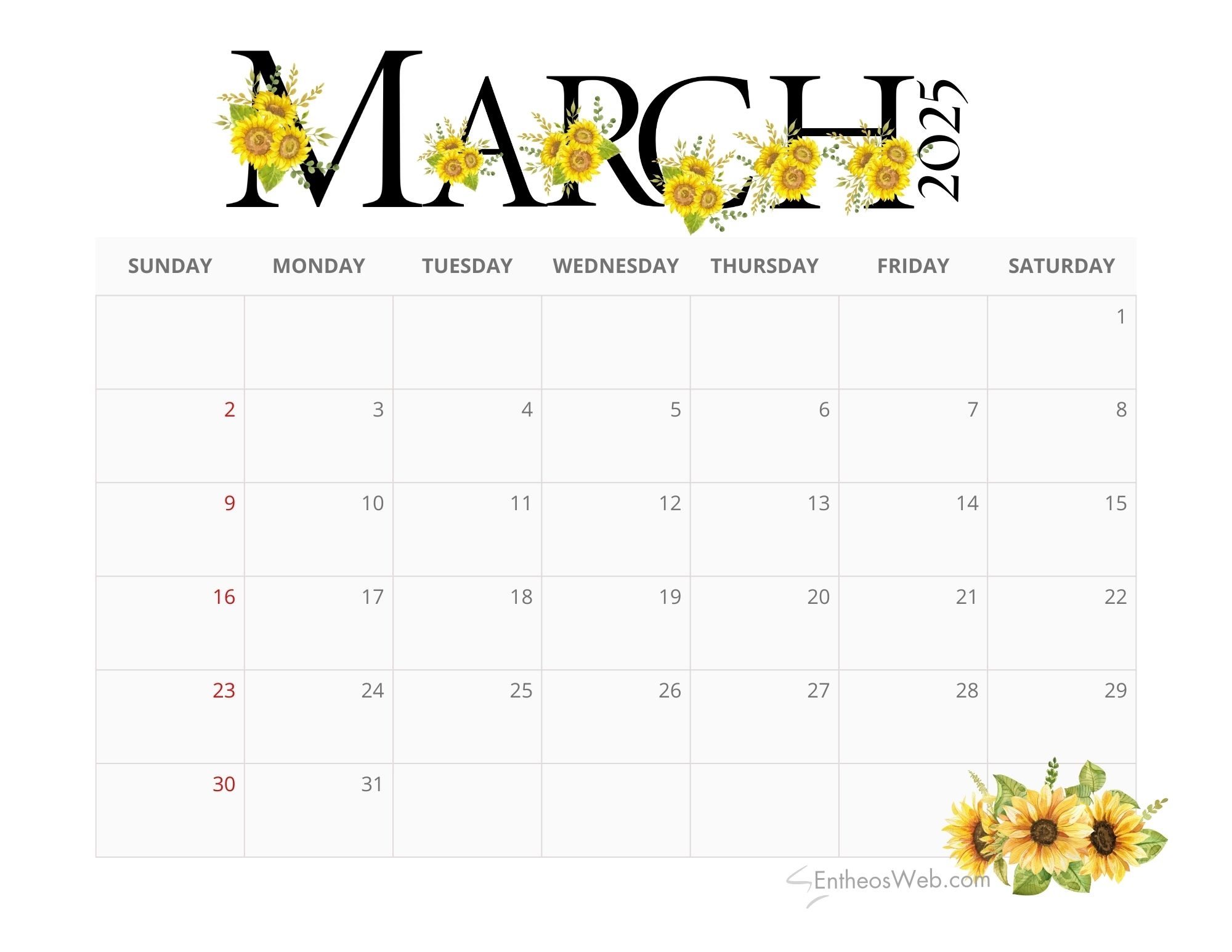 Free Monthly Calendar Printable
