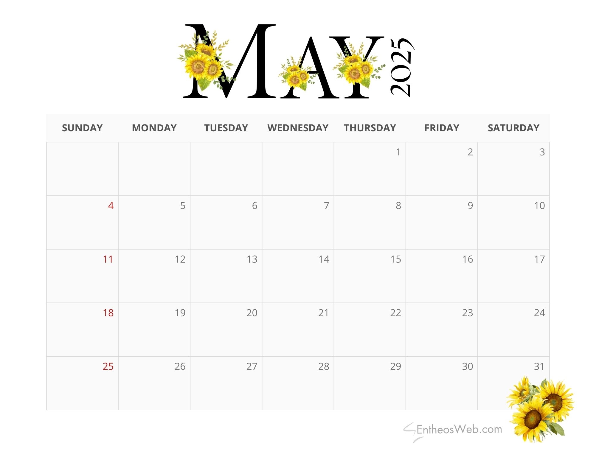 2025 Printable Vertical Monthly Calendars