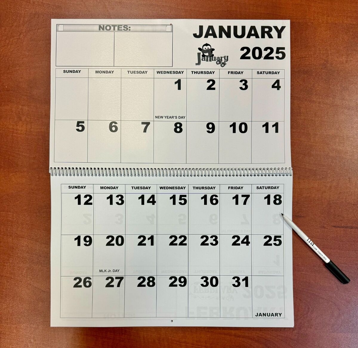 2025 To 2026 Low Vision Large Print Desk Calendar Large Print Big Boxes EBay