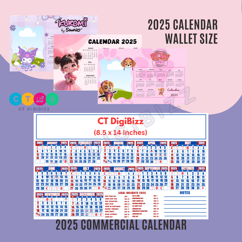 2025 Year Calendar Printable Wallet Size