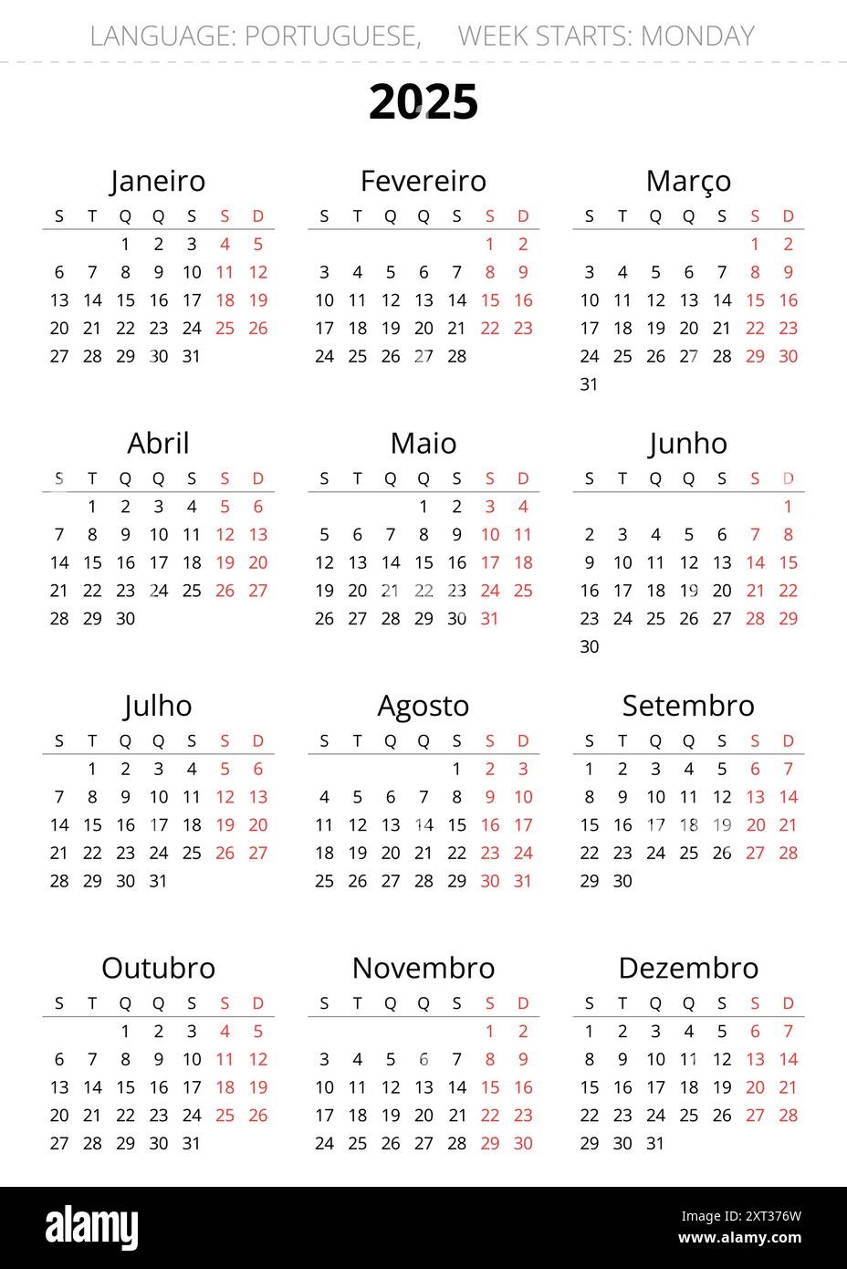 Printable Vertical Calendar 2025