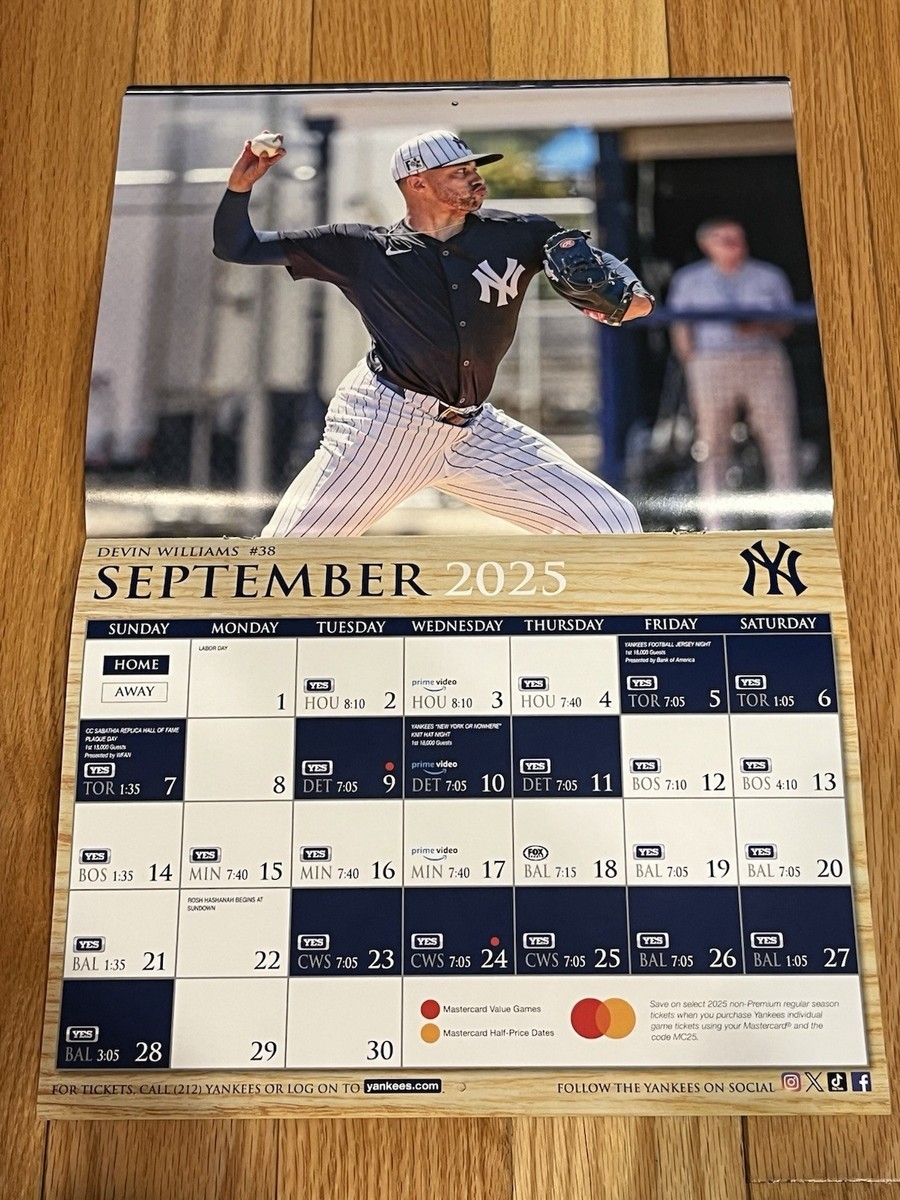 2025 Wall Calendar Schedule New York Yankees SGA Stadium Baseball Aaron Judge EBay