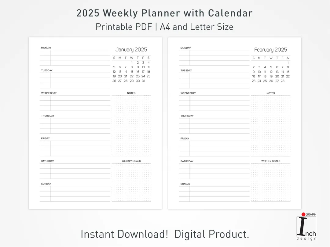 November Weekly Calendar 2025 Printable