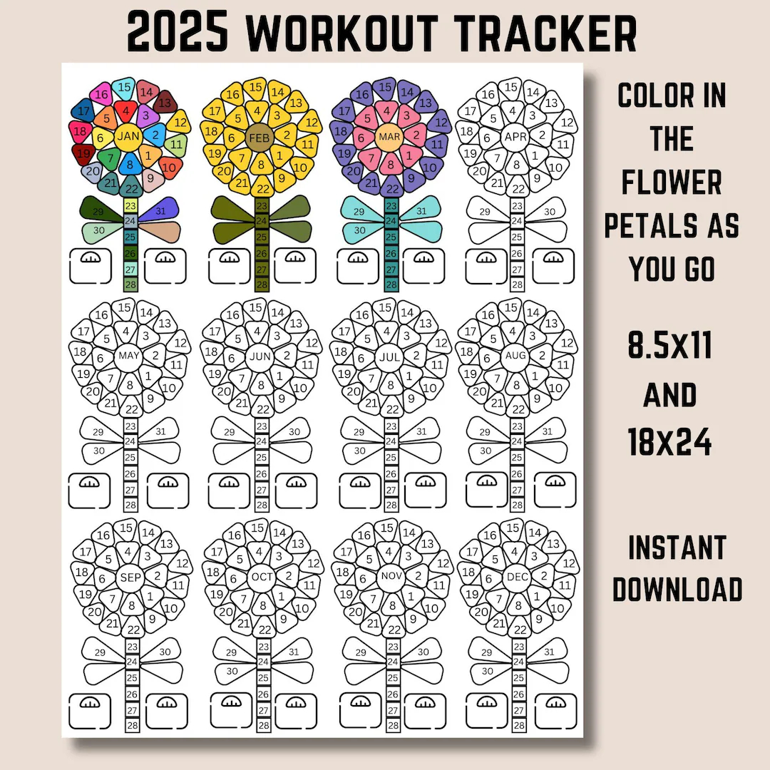 2025 Workout Tracker Color Digital Workout Tracker Fitness Tracker Daily Workout Tracker Habit Tracker Wellness Tracker 2025 Fitness Etsy