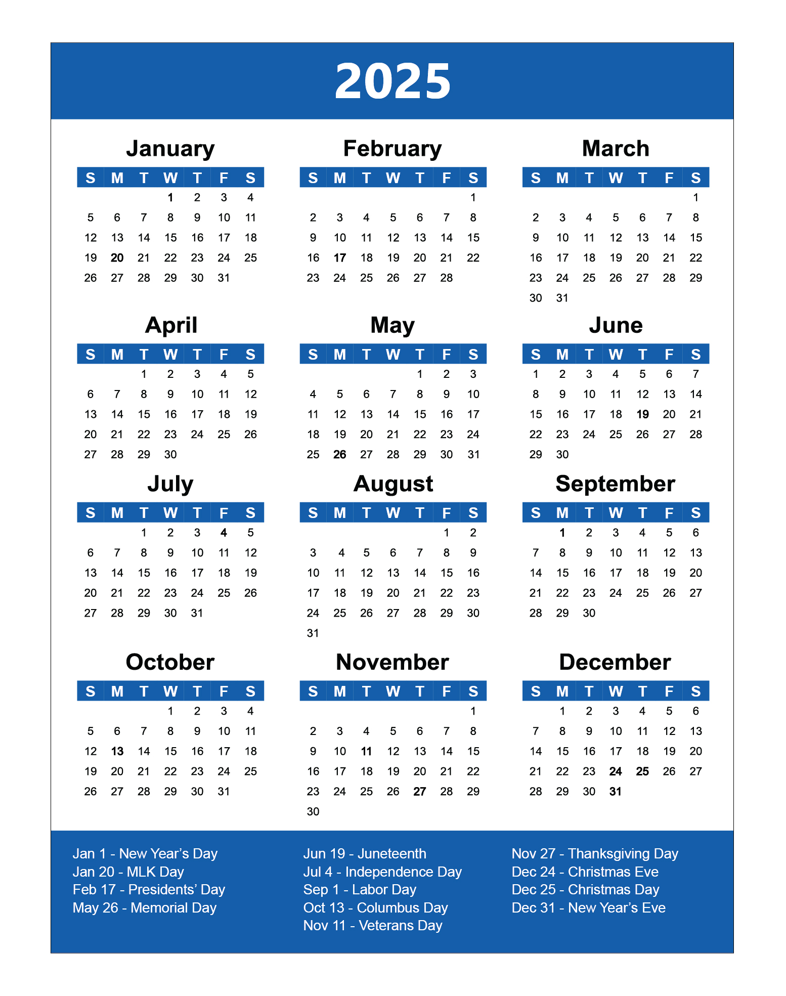 2025 Yearly Calendar Magnet