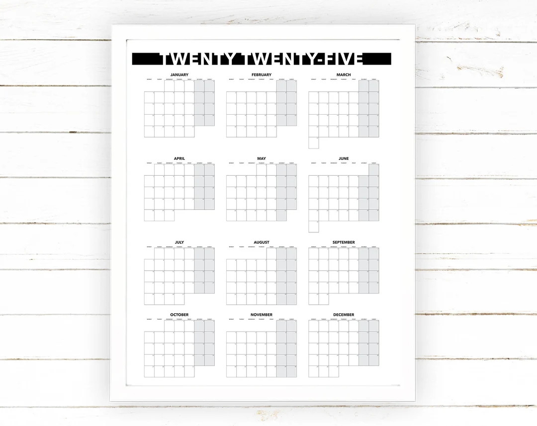 Blank 2025 Monthly Calendar Printable