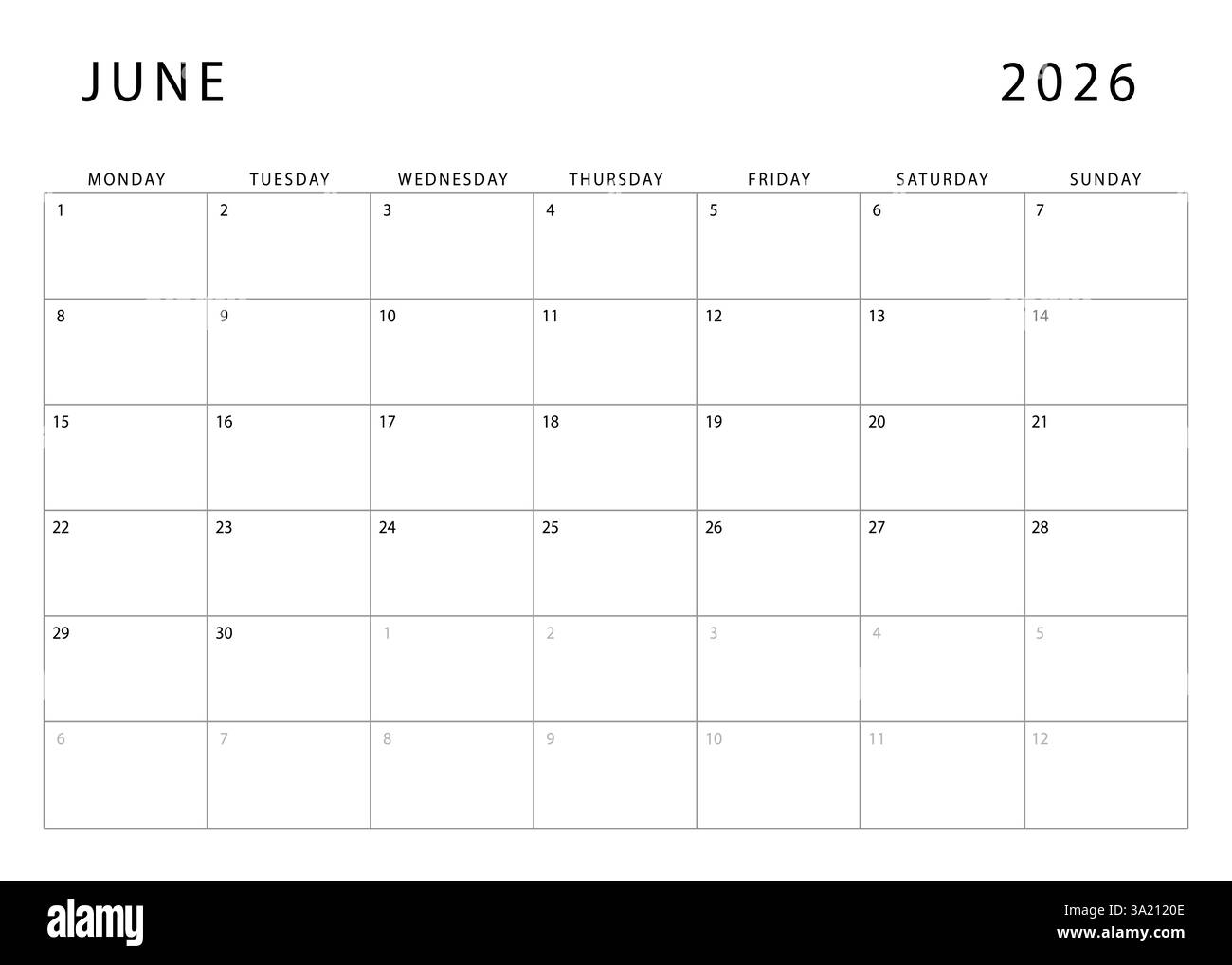 Printable Calendar For June 2026