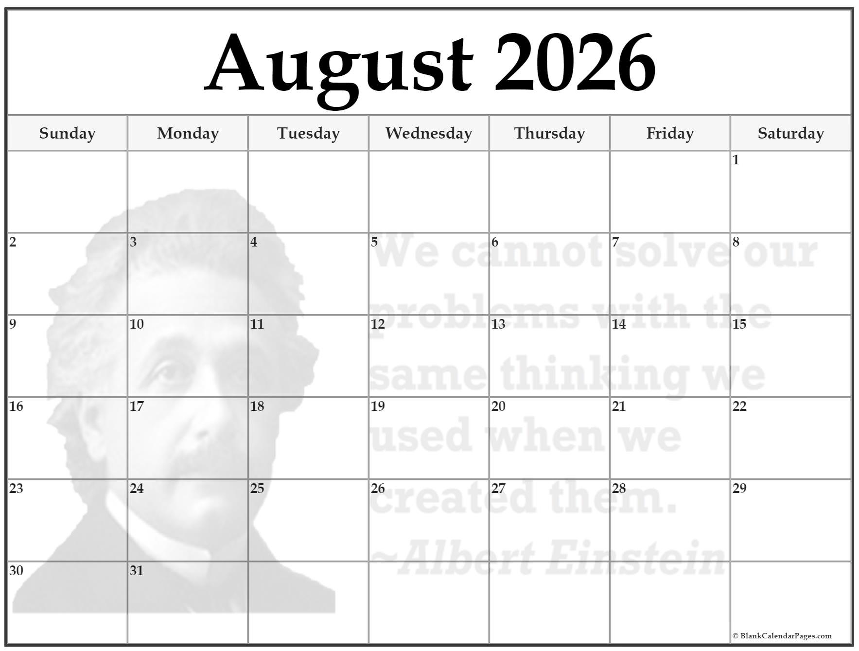 24 August 2026 Quote Calendars