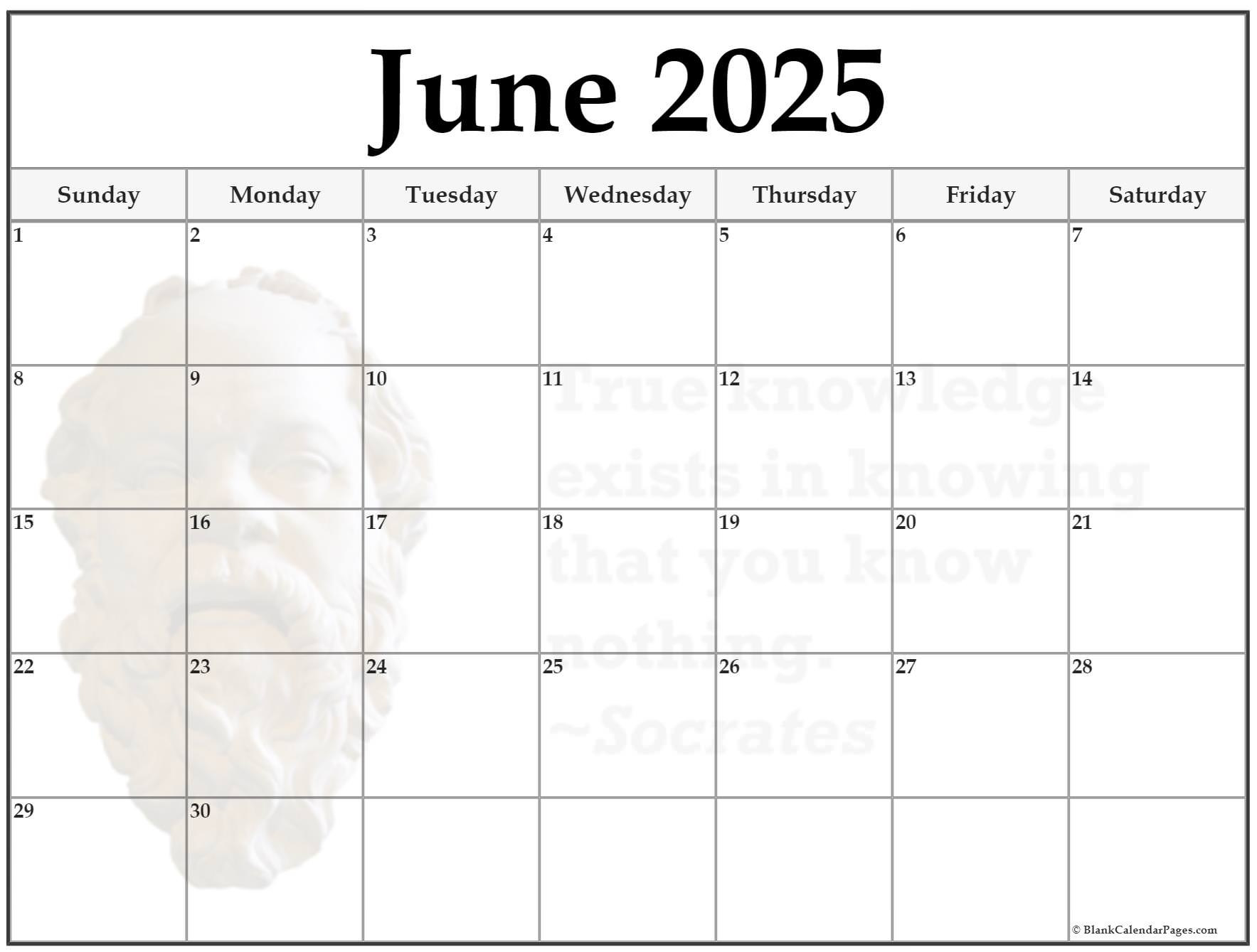 June Calendar Page Printable June Calendar Page Printable